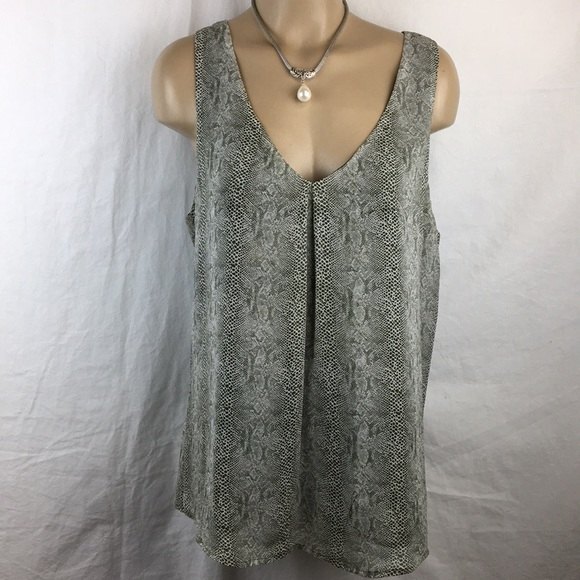 JOIE 100% Silk Gray Snake Python Print Sleeveless Top L - Picture 1 of 11